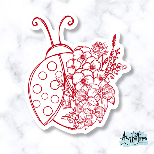 Ladybug Floral Sticker