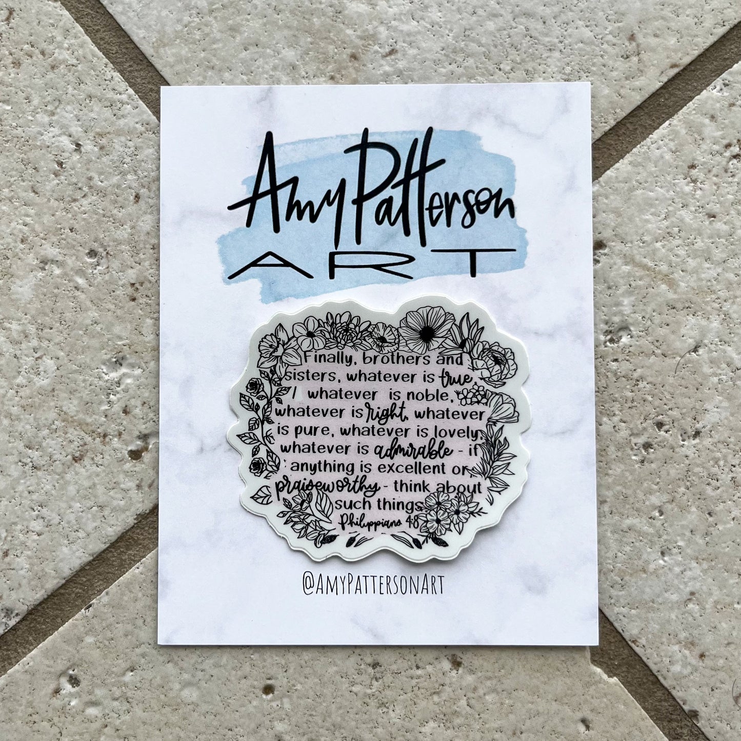 Philippians 4:8 Floral Sticker