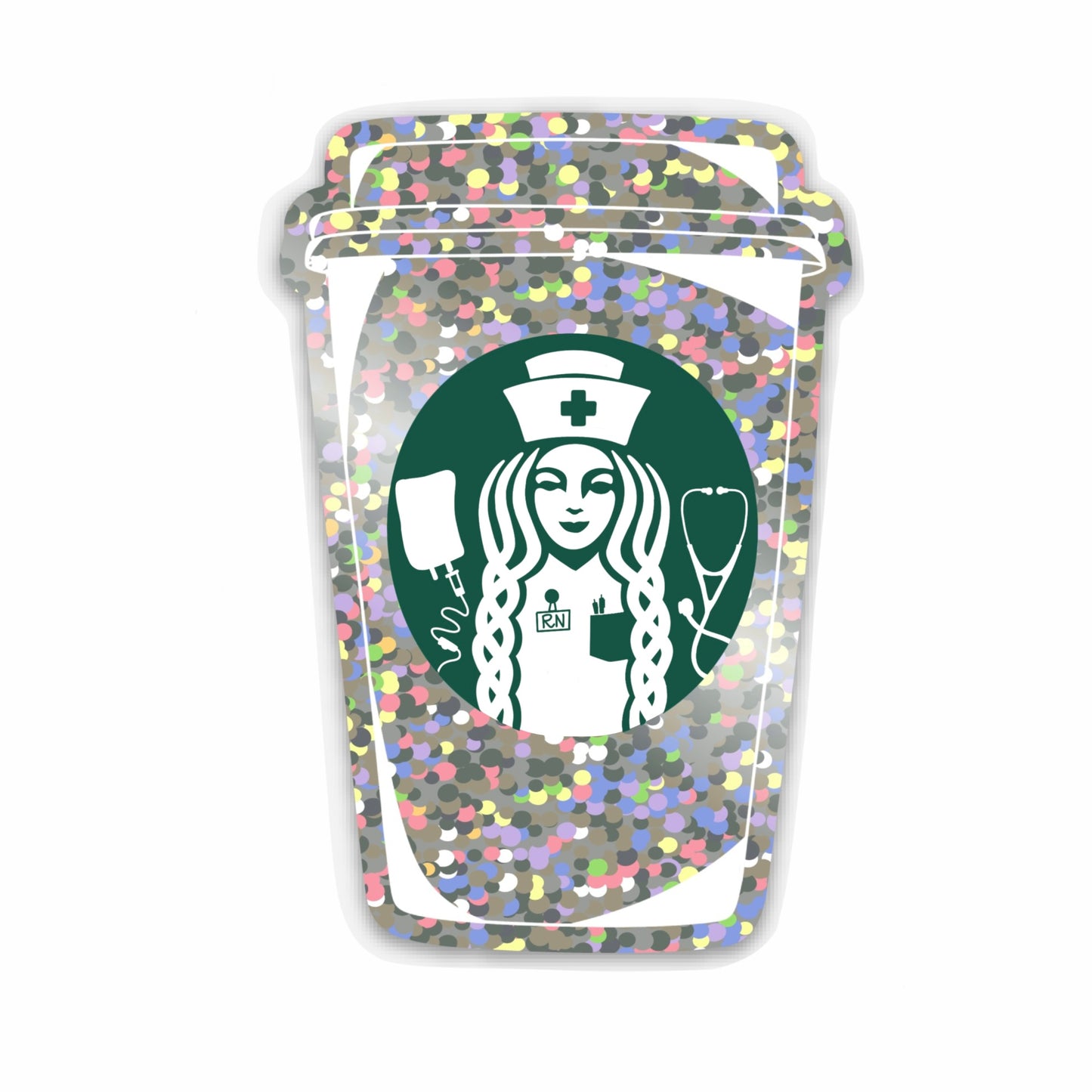 siReN Coffee Cup Glitter Sticker