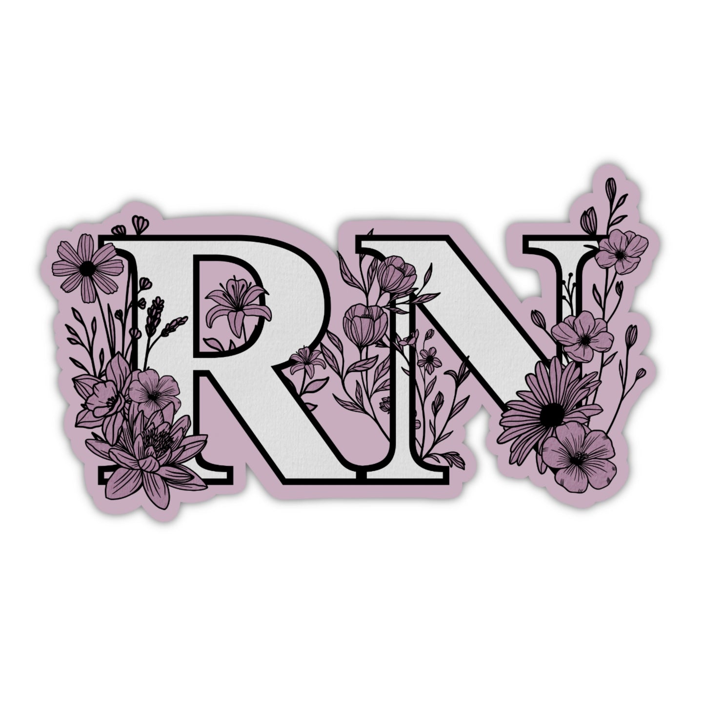 Floral RN Sticker