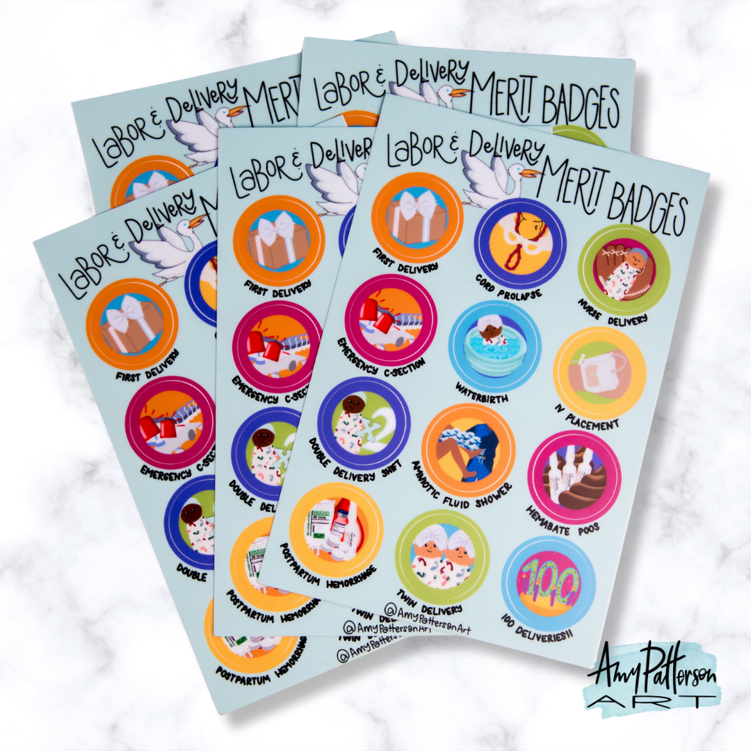 Labor and Delivery Merit Badge Stickers