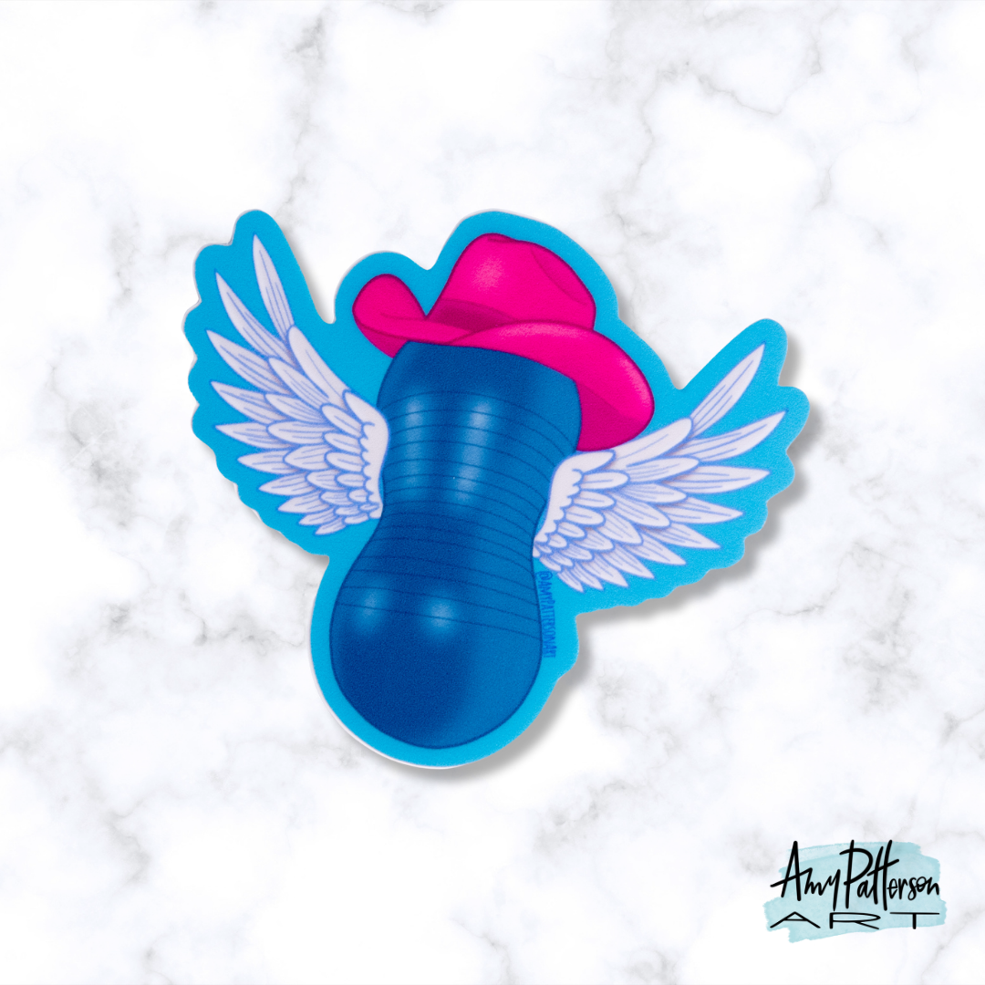 Flying Cowgirl Peanut Ball Sticker