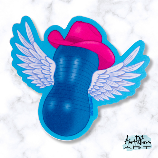 Flying Cowgirl Peanut Ball Sticker