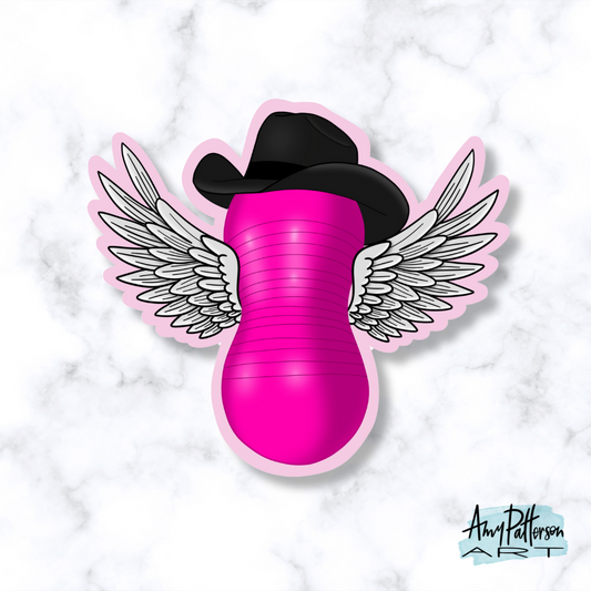 Limited Edition - POP OF PINK Flying Cowgirl Peanut Ball Sticker