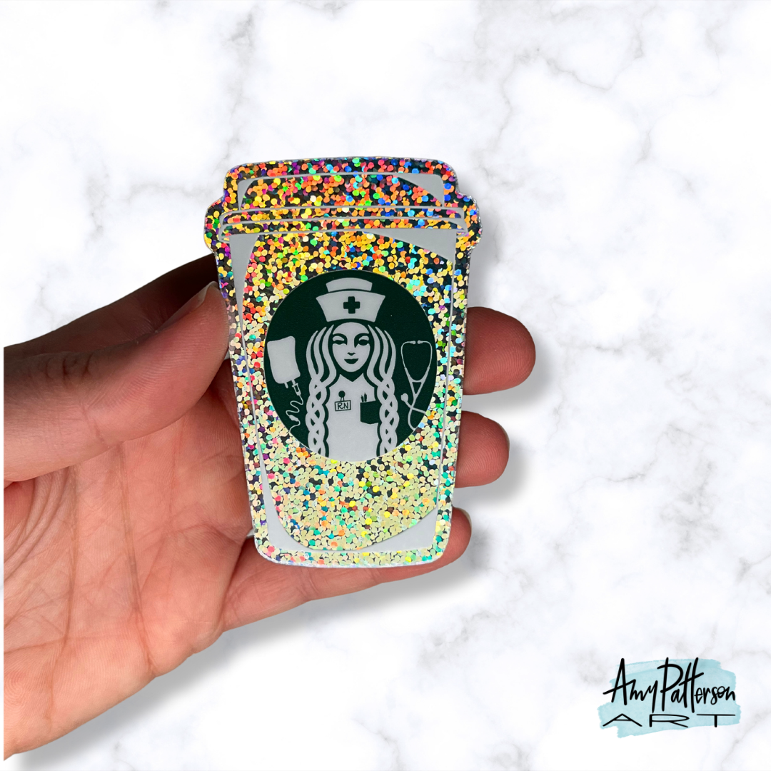 siReN Coffee Cup Glitter Sticker