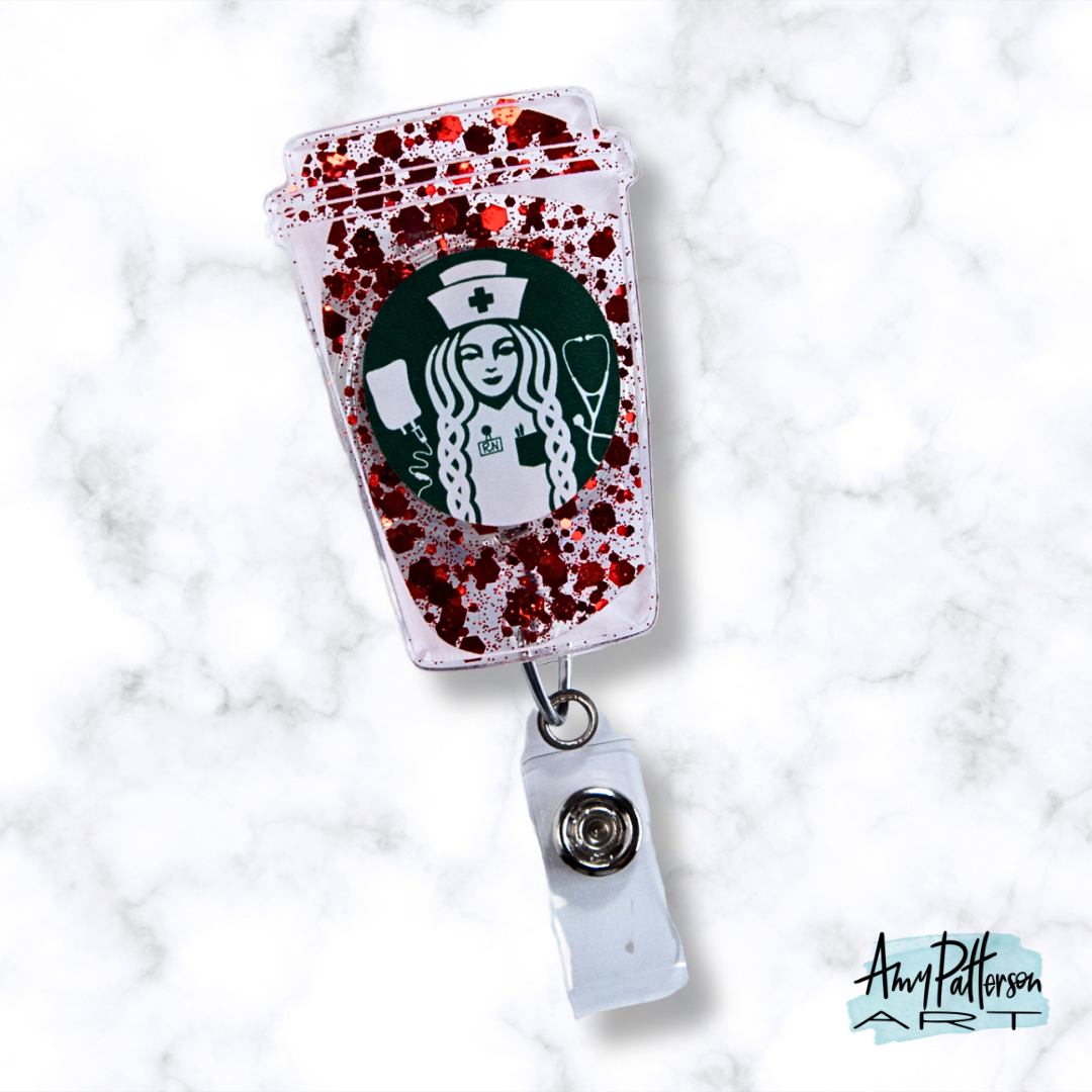 siReN Holiday Coffee Cup Badge Reel