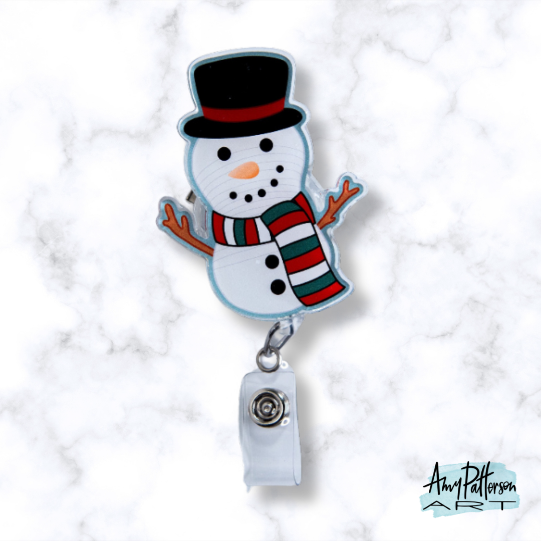 Peanut Ball Snowman Badge Reel