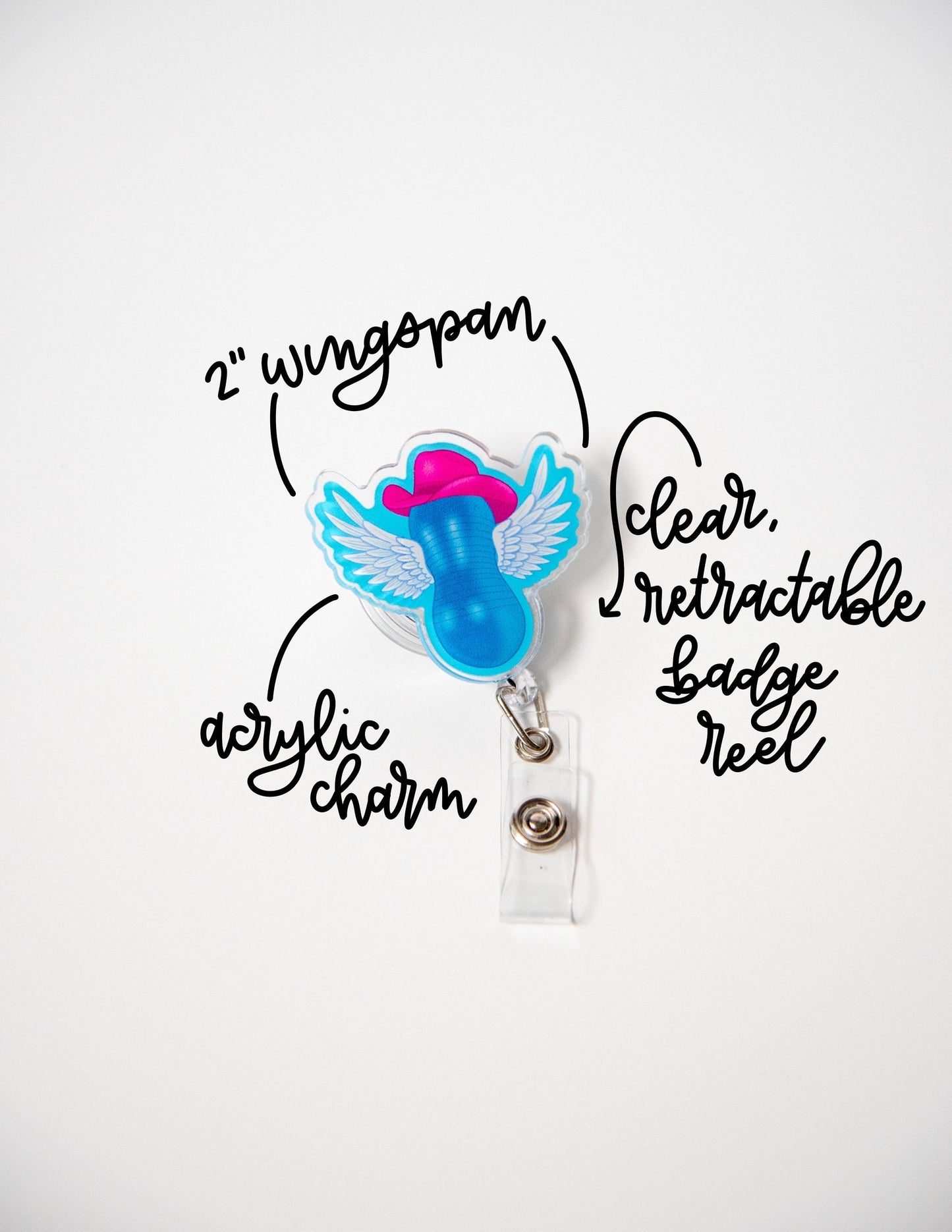 Flying Cowgirl Peanut Ball Badge Reel