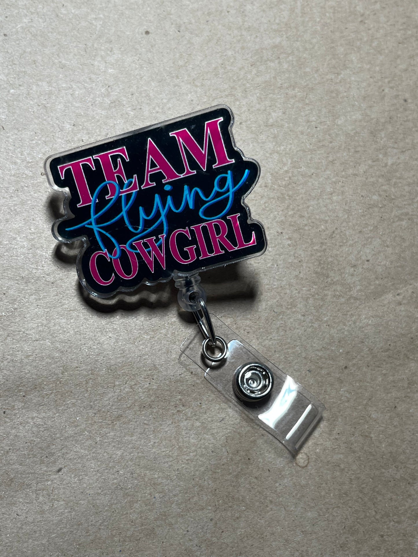 Team Flying Cowgirl Badge Reel