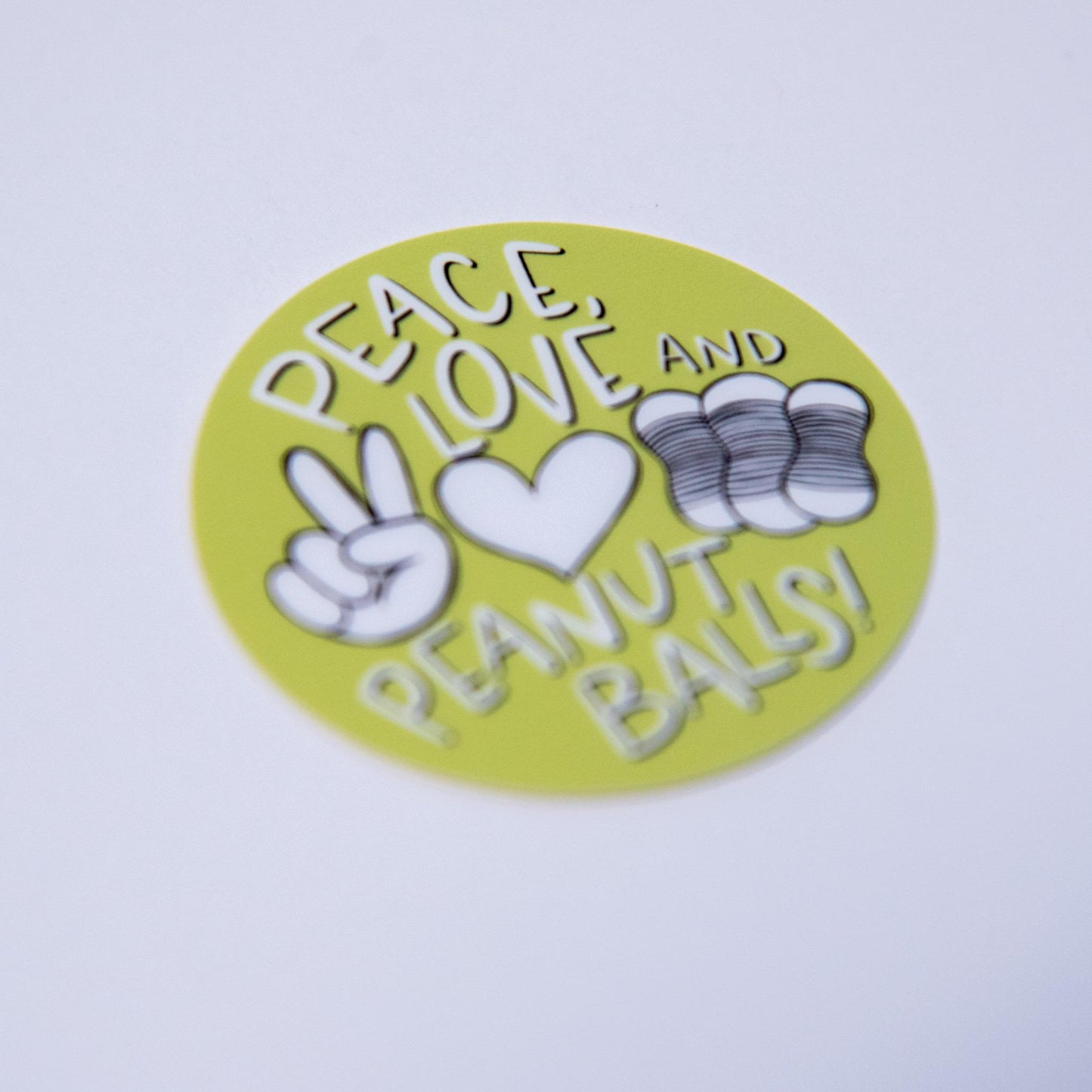 Peace, Love & Peanut Balls Sticker