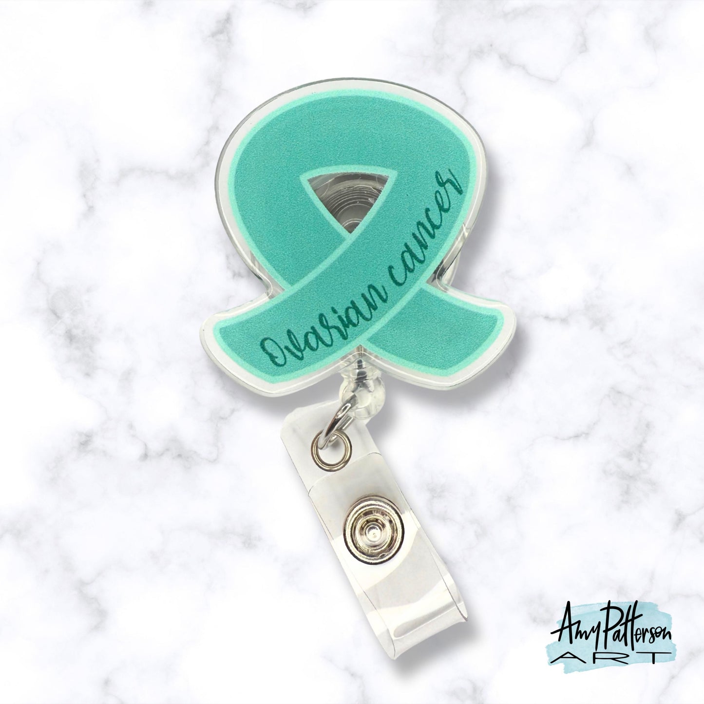 Ovarian Cancer Ribbon Badge Reel