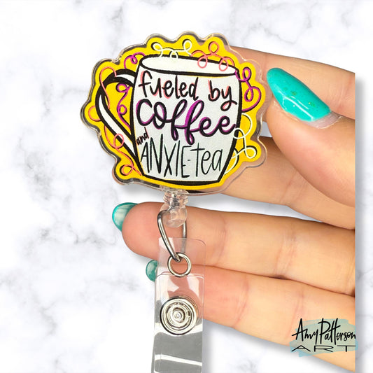 Coffee & Anxie-tea Acrylic Badge Reel