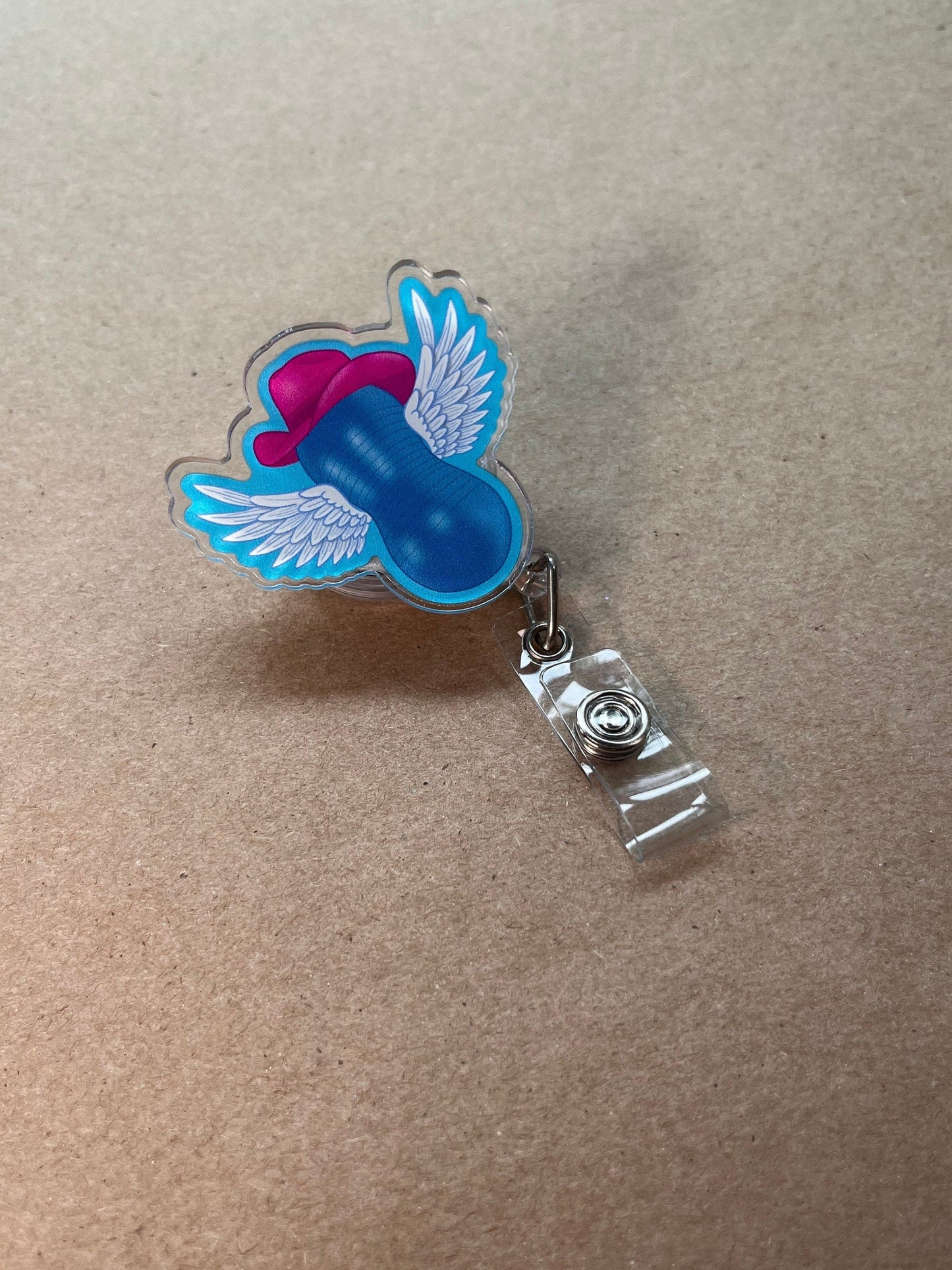 Flying Cowgirl Peanut Ball Badge Reel