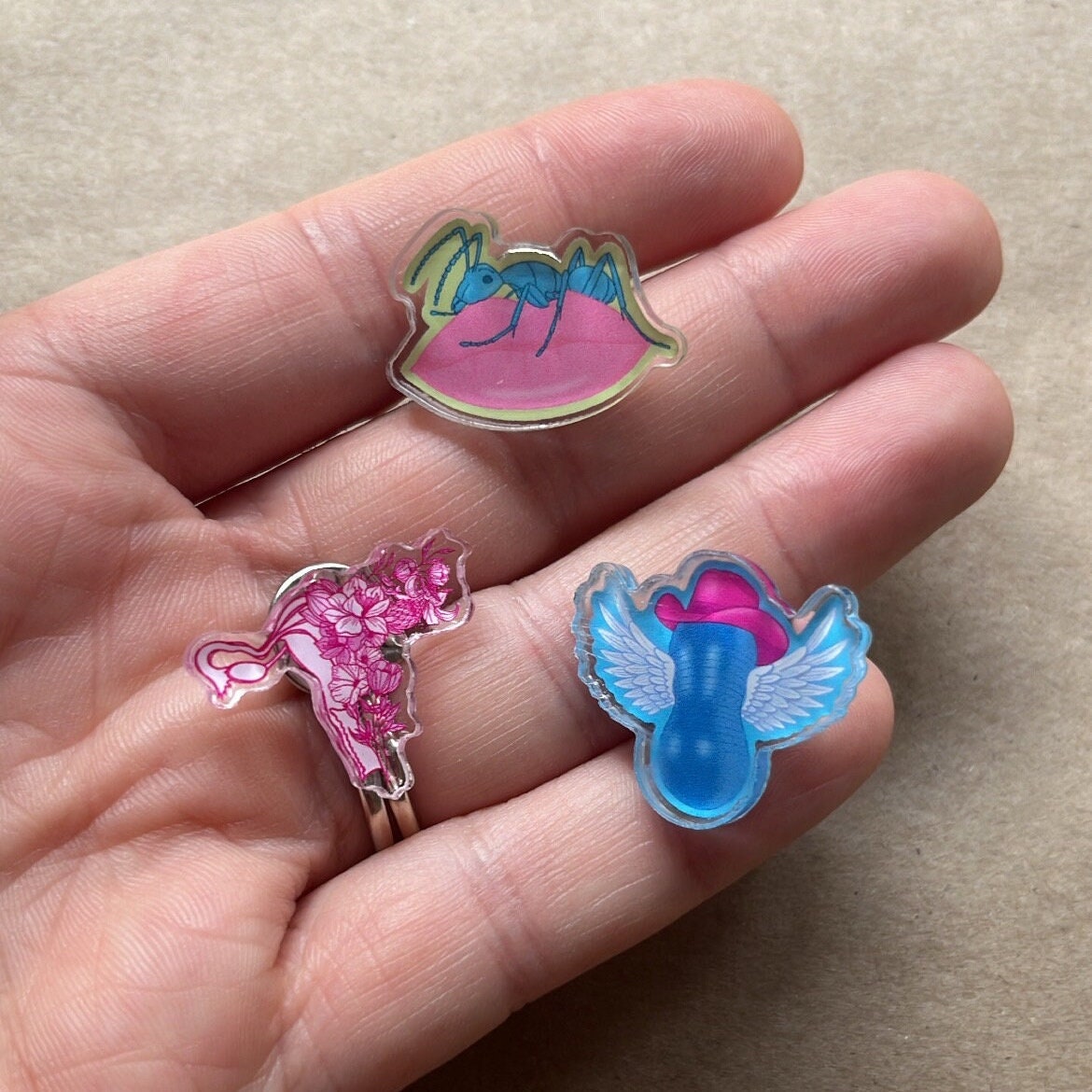 Floral Uterus Acrylic Pin