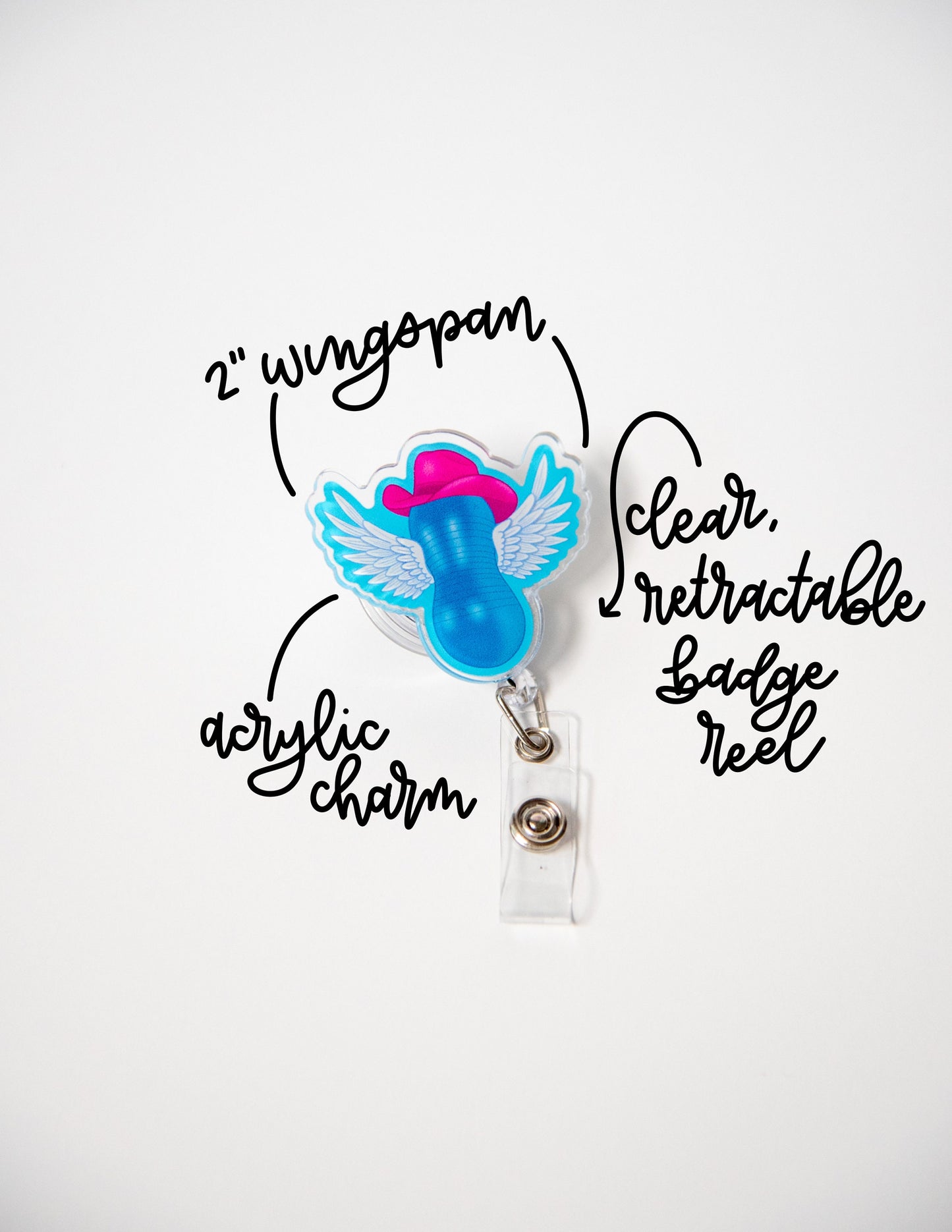 Flying Cowgirl Peanut Ball Badge Reel