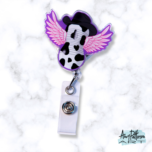 Limited Edition - RODEO Flying Cowgirl Peanut Ball Badge Reel