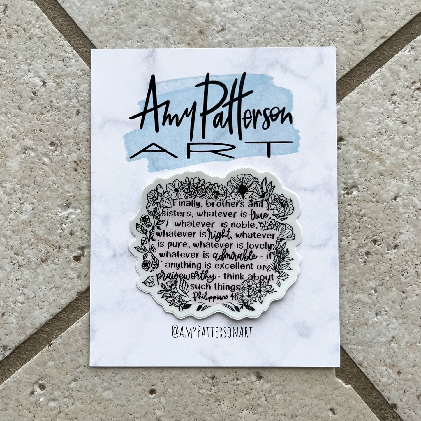 Floral Philippians 4:8 Sticker