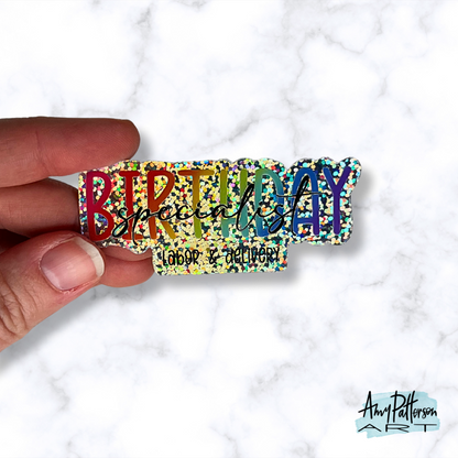 Birthday Specialist Glitter Sticker