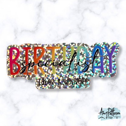 Birthday Specialist Glitter Sticker