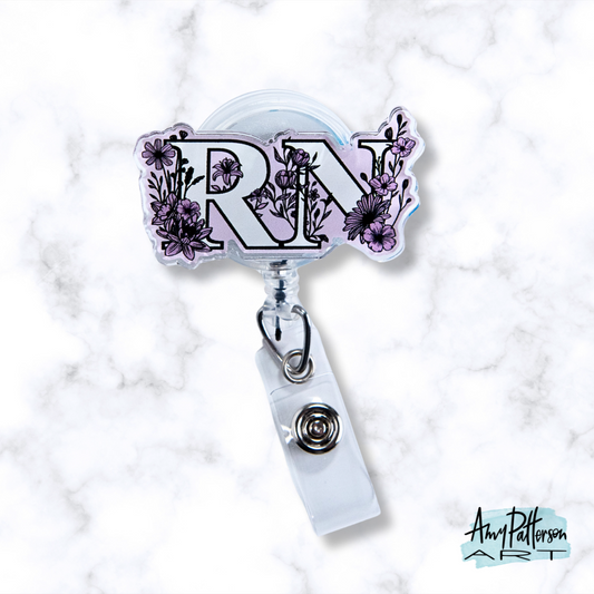 Floral RN Badge Reel