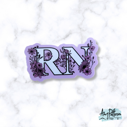 Floral RN Sticker