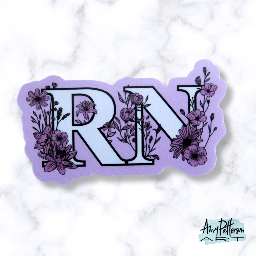 Floral RN Sticker