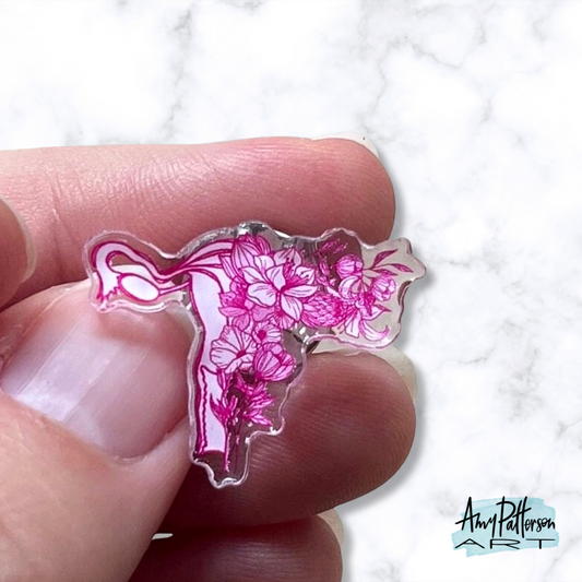 Floral Uterus Acrylic Pin