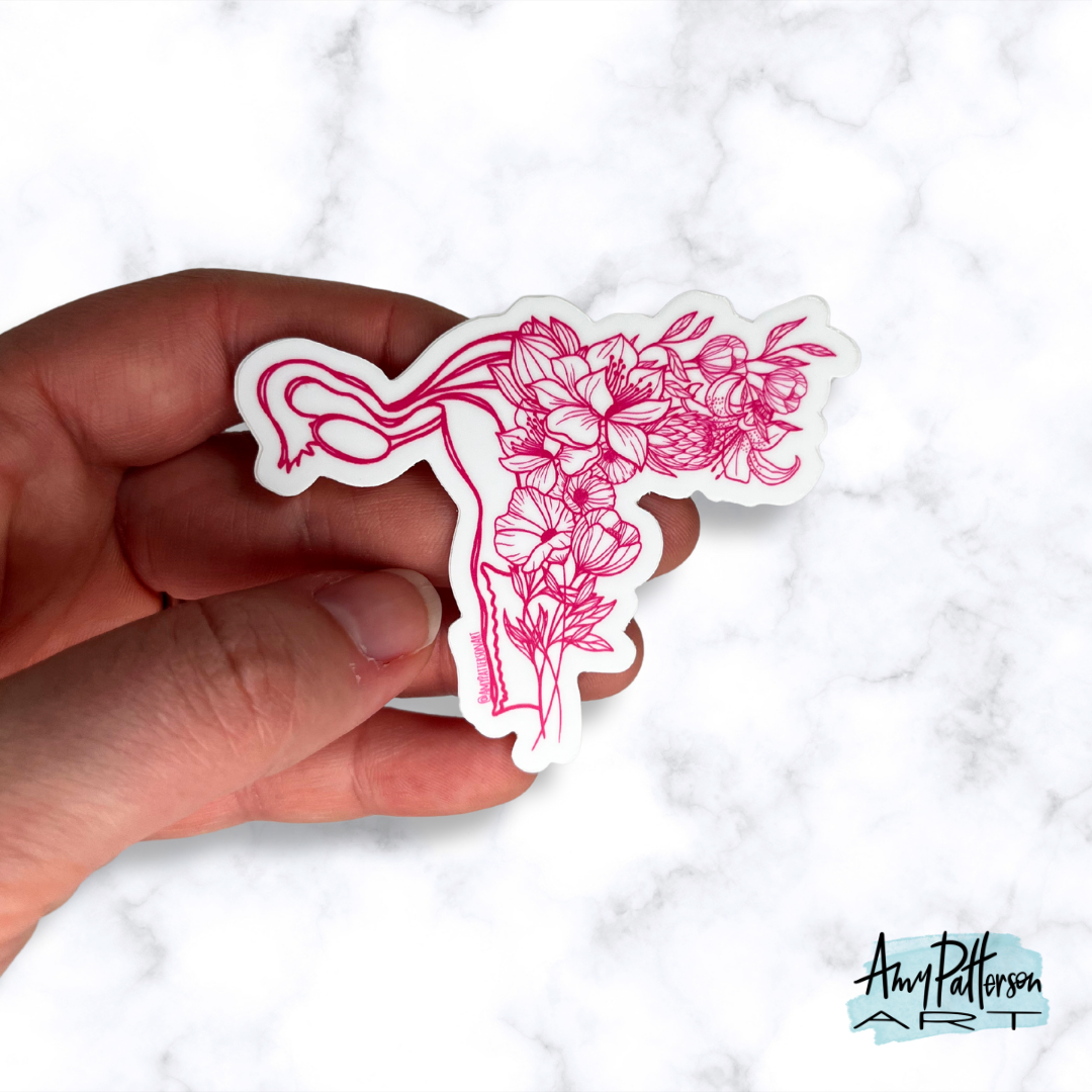 Floral Uterus Sticker