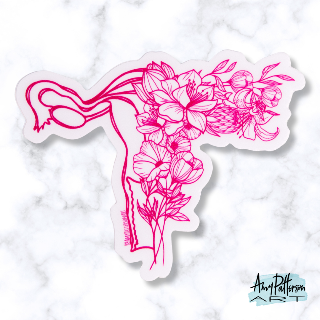 Floral Uterus Sticker