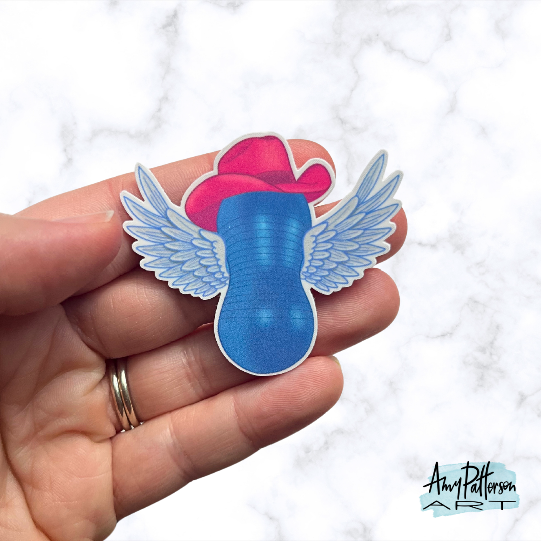 Flying Cowgirl Peanut Ball Temporary Tattoo