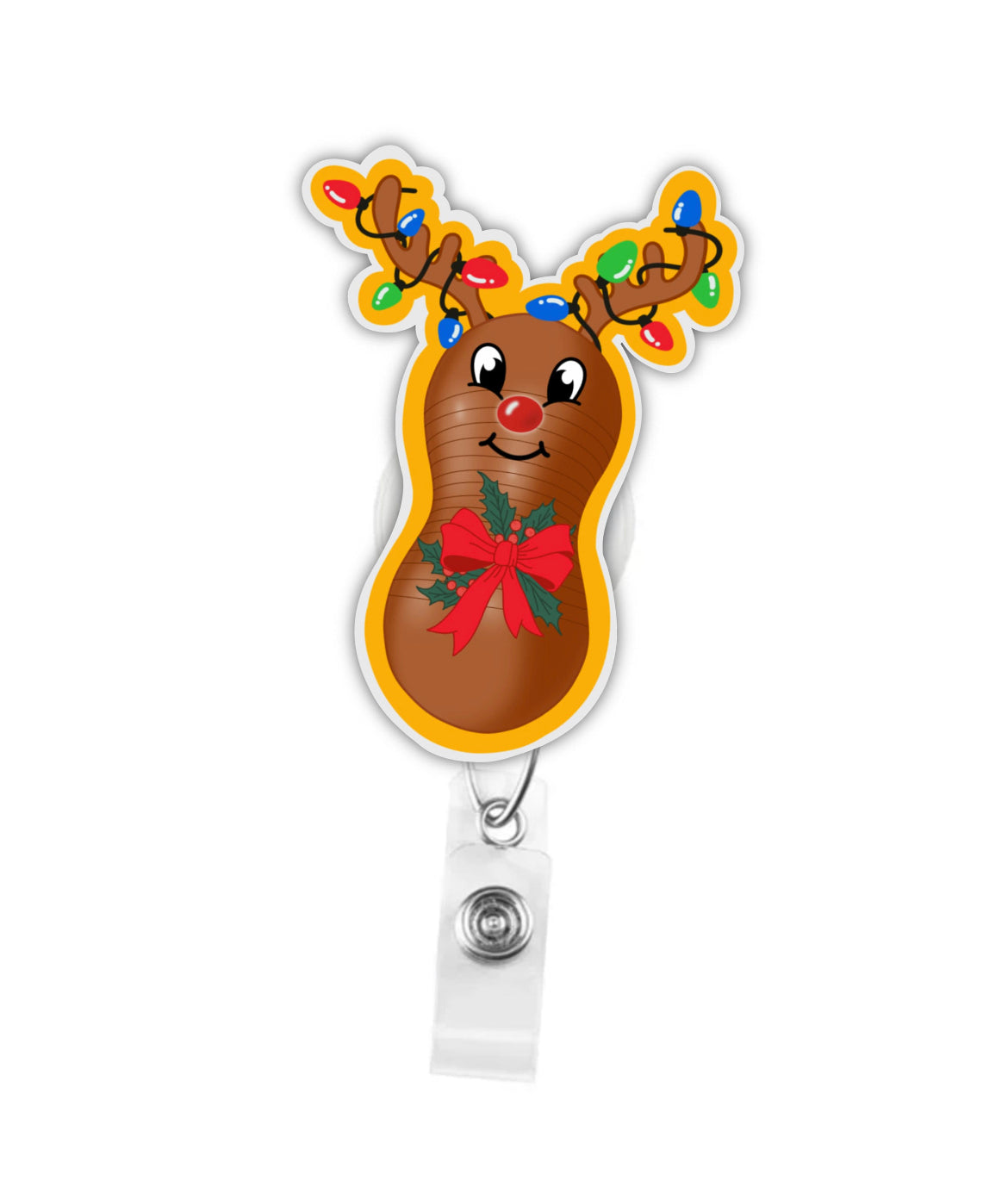 Peanut Ball Reindeer Badge Reel