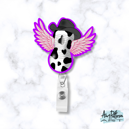 Limited Edition - RODEO Flying Cowgirl Peanut Ball Badge Reel