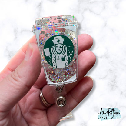 siReN Coffee Cup Badge Reel