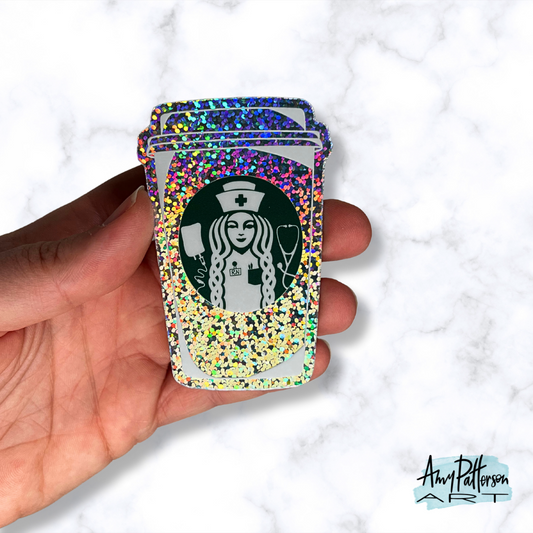 siReN Coffee Cup Glitter Sticker