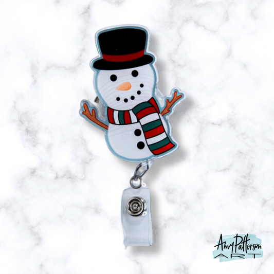 Peanut Ball Snowman Badge Reel