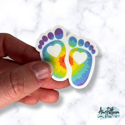 Tie Dye Footprints Clear Sticker