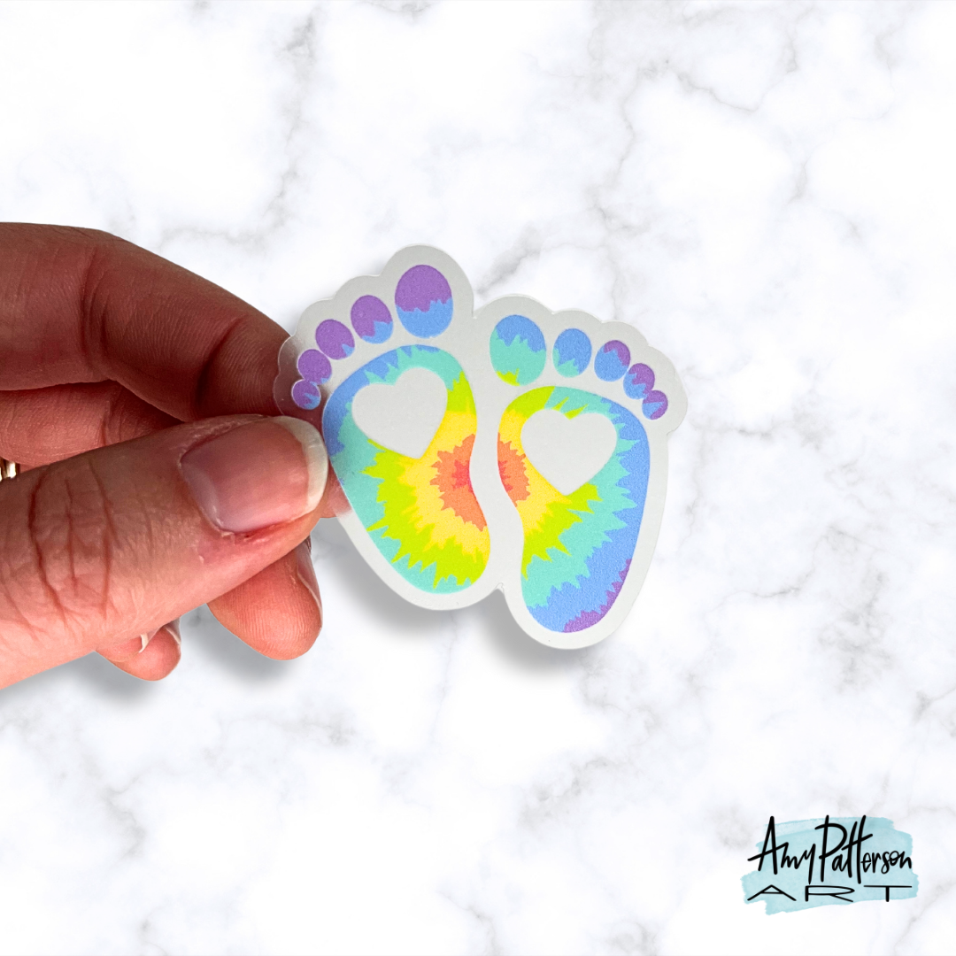 Tie Dye Footprints Clear Sticker