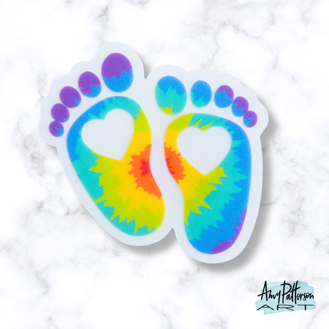 Tie Dye Footprints Clear Sticker