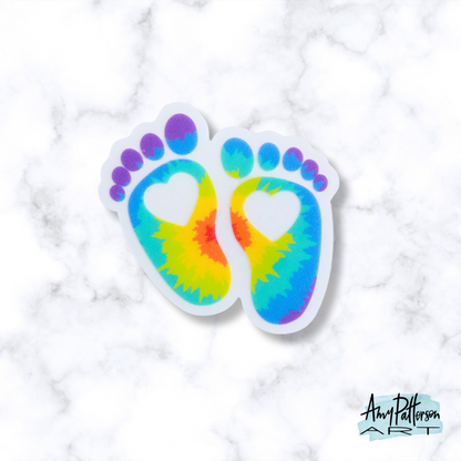 Tie Dye Footprints Clear Sticker