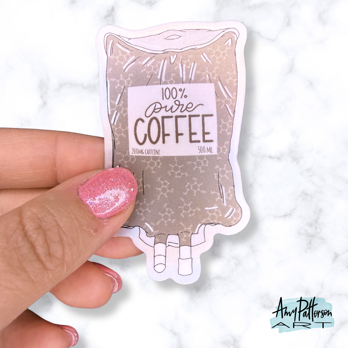 IV Coffee Bag Holographic Sticker