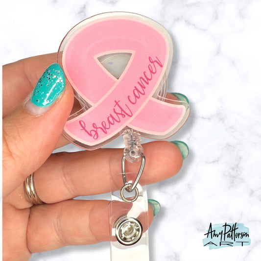 Breast Cancer Ribbon Badge Reel