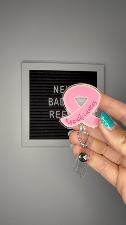 Breast Cancer Ribbon Badge Reel