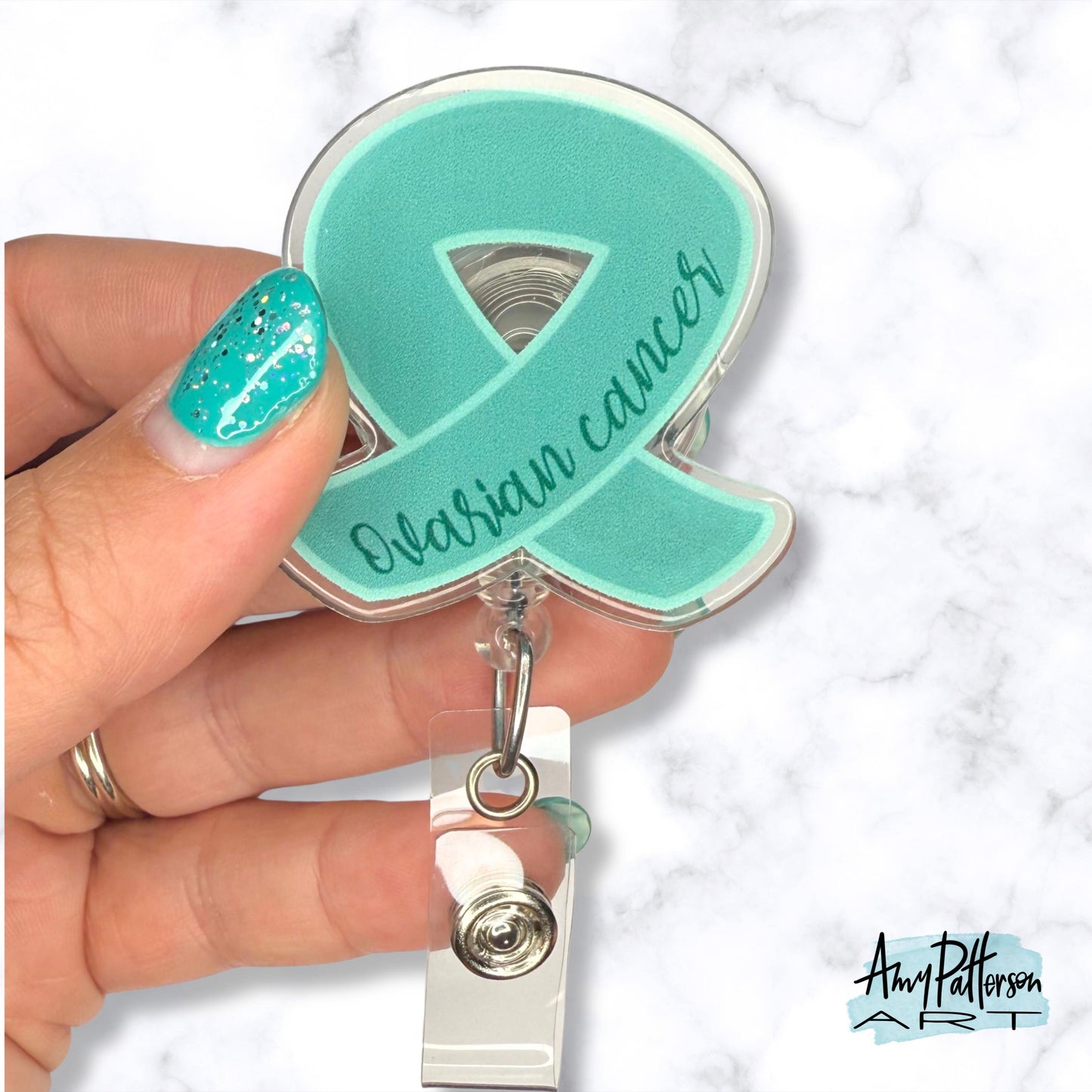 Ovarian Cancer Ribbon Badge Reel