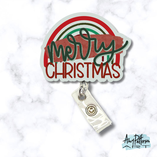 Merry Christmas Rainbow Acrylic Badge Reel
