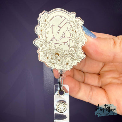 Floral Pregnancy Badge Reel - CREAM
