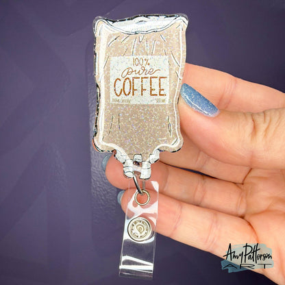 Coffee IV Bag Glitter Badge Reel