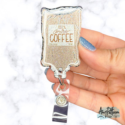 Coffee IV Bag Glitter Badge Reel
